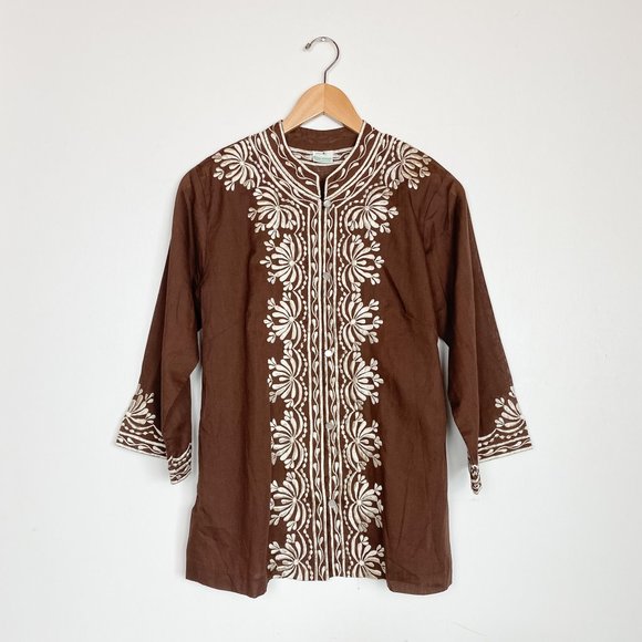 Vintage Caro Hawaiian Embroidered Tunic, Med - Picture 1 of 6